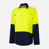 KingGee K54036 Men's Drycool Hi Vis Spliced Shirt - Orange/Navy - XS