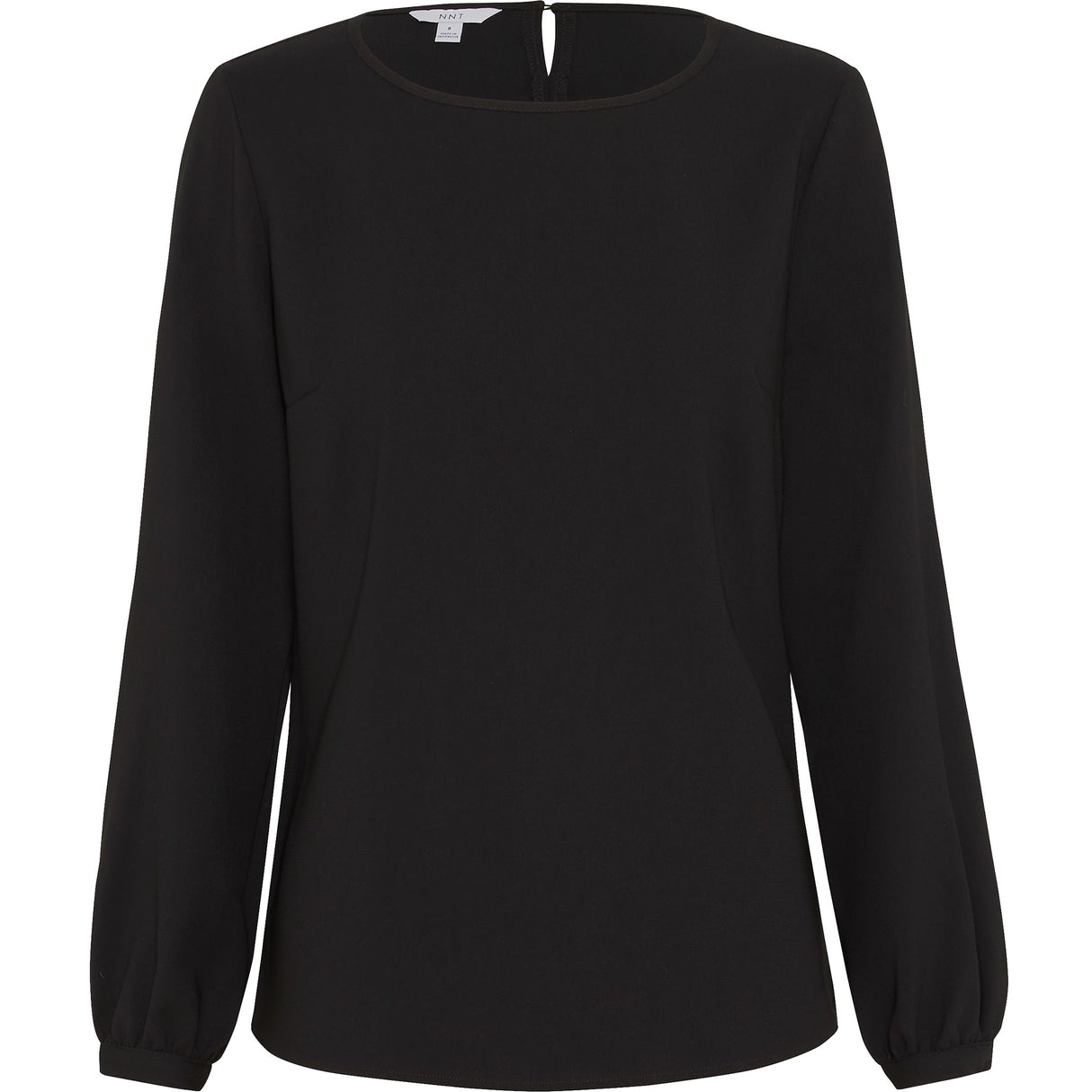 NNT Heavy Stretch Georgette Long Sleeve Blouse - Black (Size: 12)