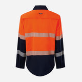 KingGee K54037 Men's Drycool Hi Vis Taped Shirt - Orange/Navy - 5XL