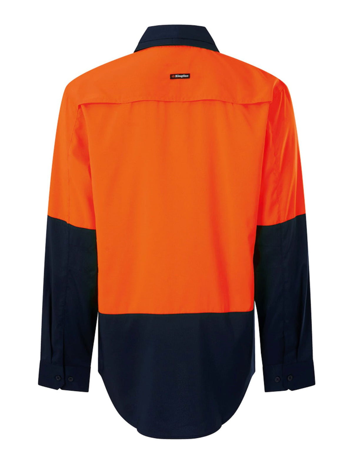 KingGee K54036 Men's Drycool Hi Vis Spliced Shirt - Orange/Navy - XS