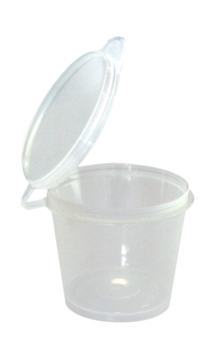 Plastic Portion Cup with Hinged Lid 26ml 200 (Pack)