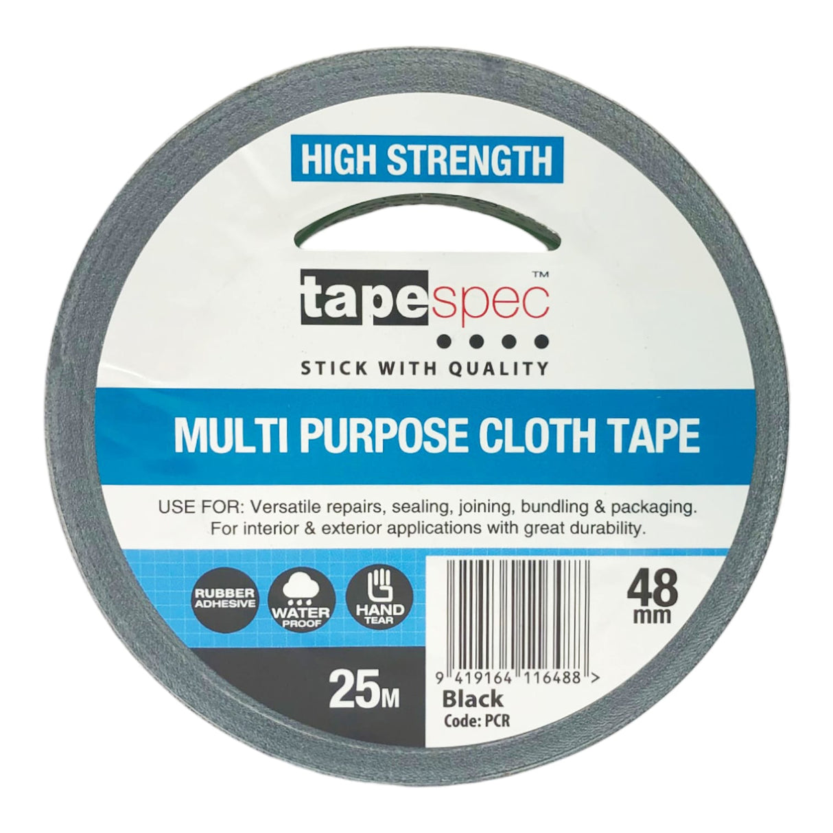 Multi Purpose Cloth Tape 0118 Black 48mm x 25m 1 (Roll)