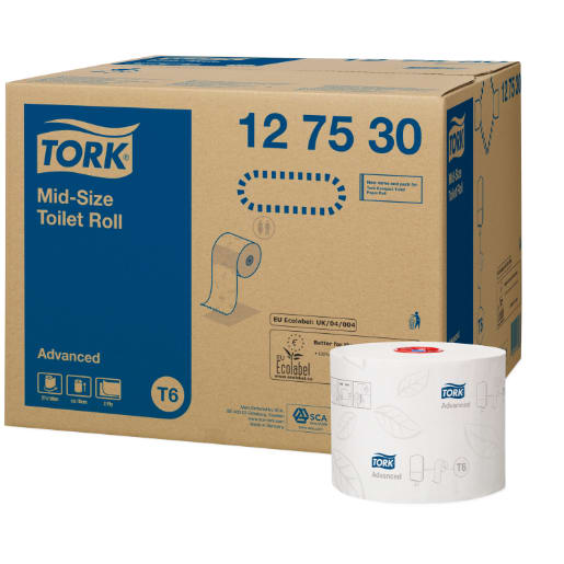 2 Ply Toilet Paper Mid-Size Roll 100 Metres (Carton of 27) - Tork