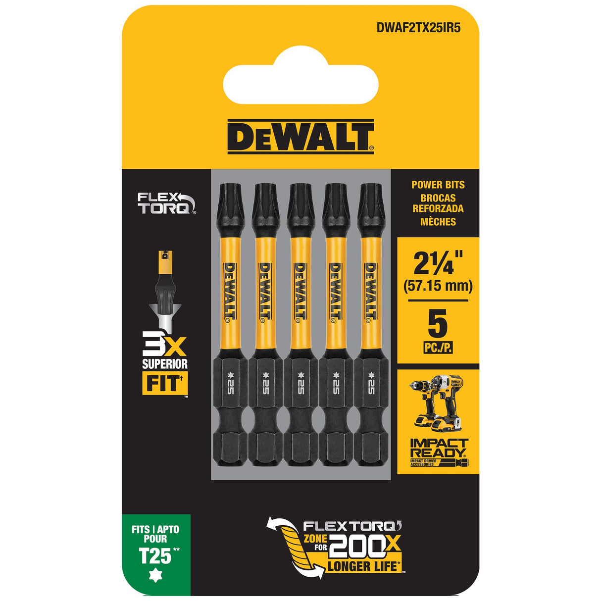 DeWalt T25 FLEXTORQ Screwdriver Bit 57mm 5 (Pack)
