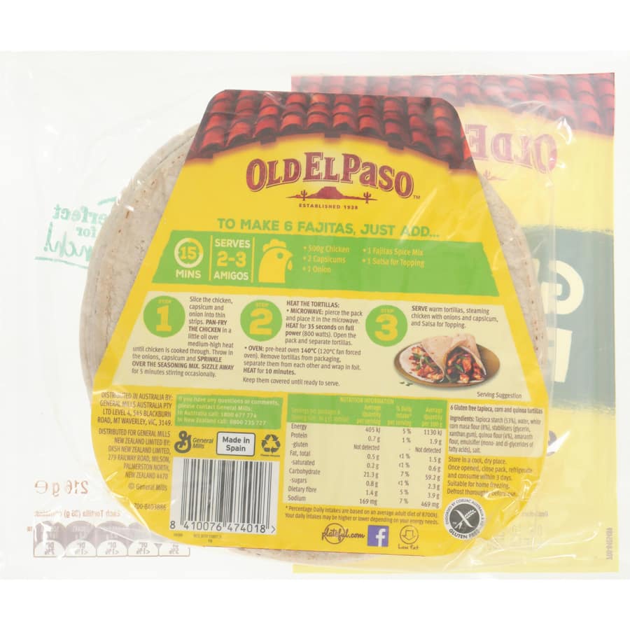 Old El Paso Tortillas Gluten Free 6pack