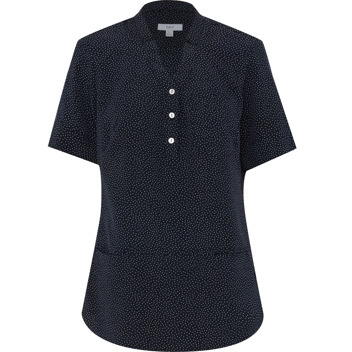 NNT Silvi Spot Print Short Sleeve Tunic CAT9XP - Char/White (Size: 22)