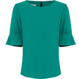 NNT French Georgette Fluted Sleeve Top CATU5T - Emerald Green (Size: 10)