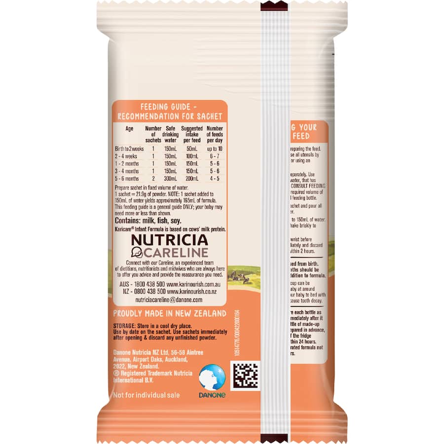 Karicare Stage 1 Baby Infant Formula From Birth To 6 Months Sachets 5x21.9g