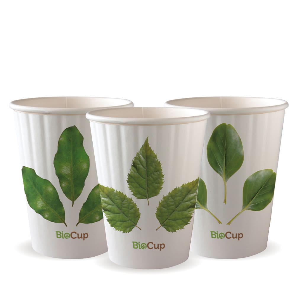 BioPak 90mm Leaf Double Wall Hot BioCup 12oz/390ml 40 (Pack)