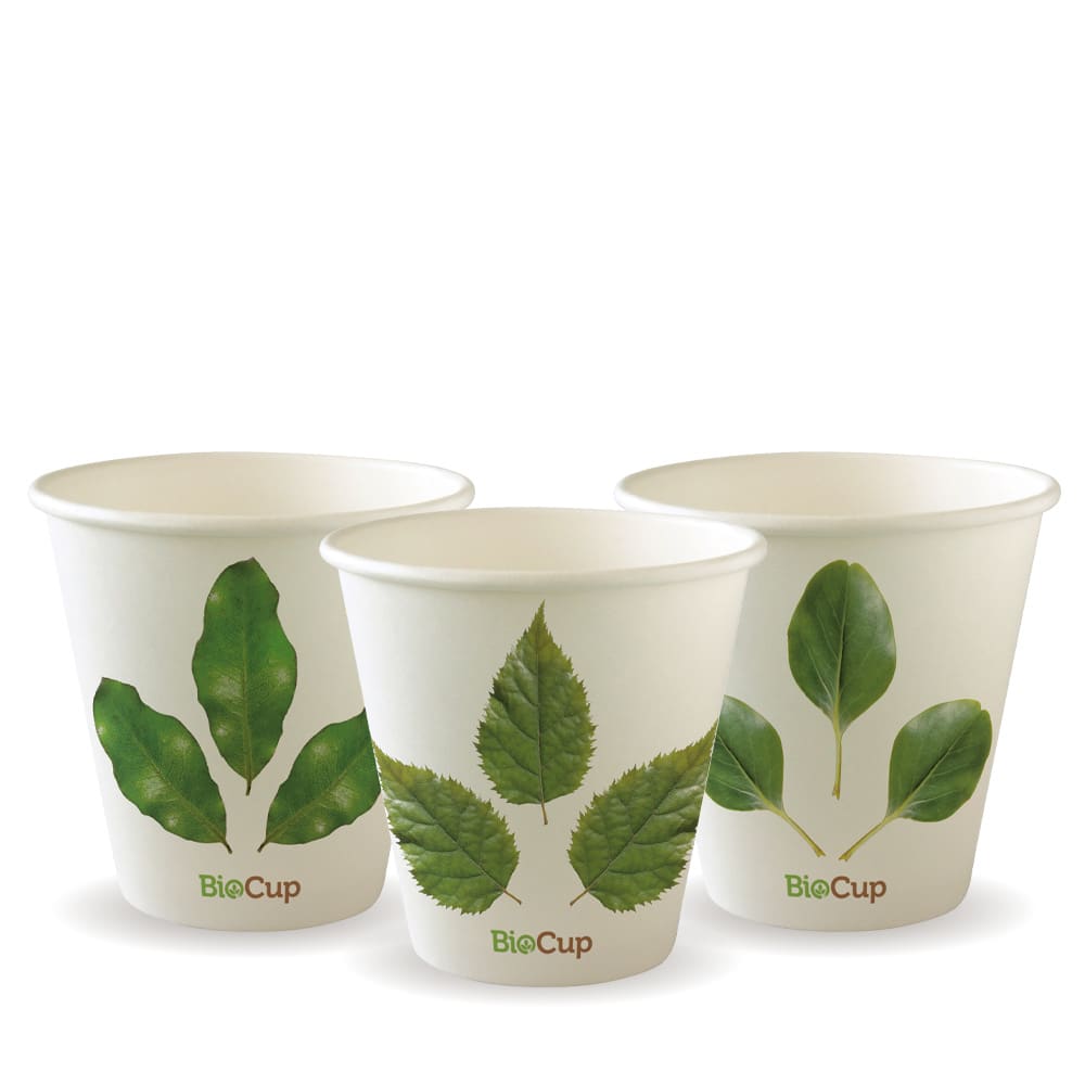 BioPak 90mm Leaf Single Wall Hot BioCup 8oz/280ml 50 (Pack)