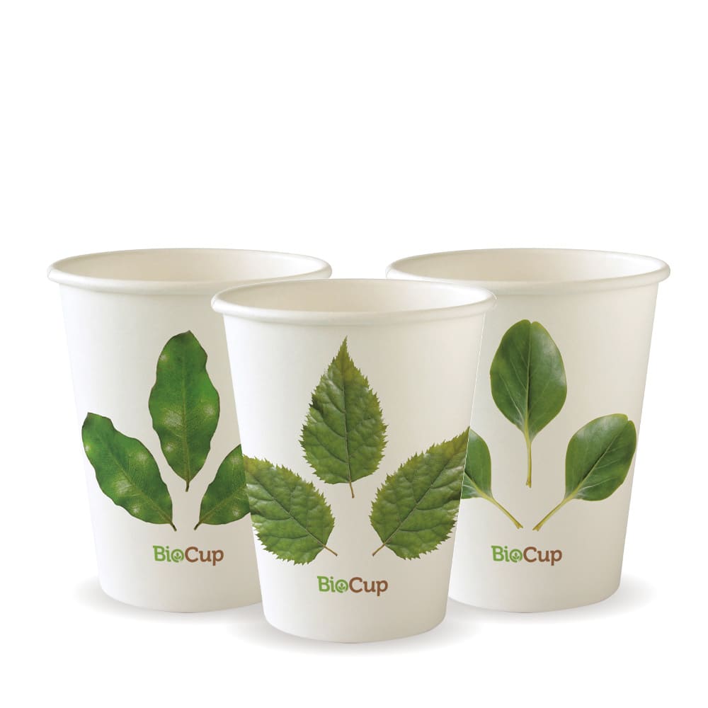 BioPak 80mm Leaf Single Wall Hot BioCup 8oz/280ml 50 (Pack)