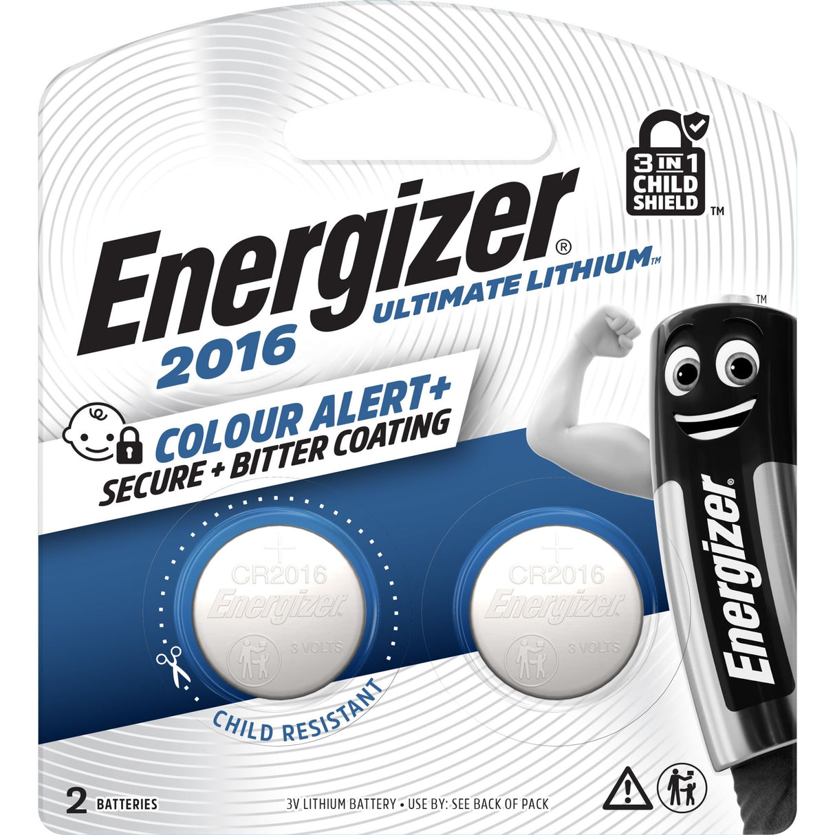 Energizer Ultimate Lithium Coin Battery 2016 Pack of 2