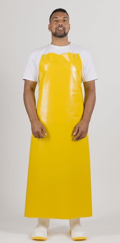 PVC Apron with Hooks and Ties 900x1350mm 5pk - Yellow