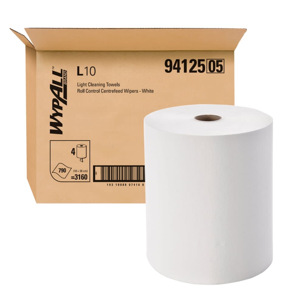 Wypall L10 94125 Regular Centrefeed Wipers White (Carton of 4 rolls)