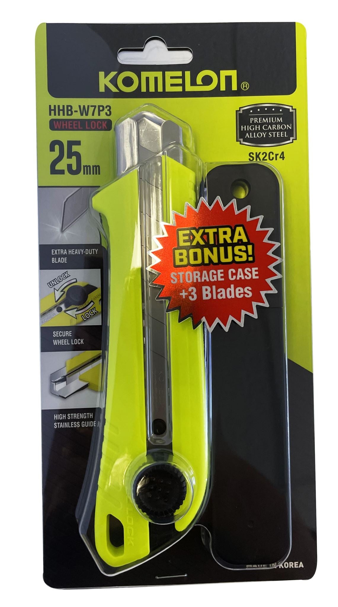 Komelon Snap Off High-Viz Ergonomic Non Slip Knife 25mm (Each)