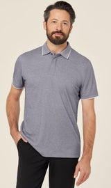 NNT Textured Cotton Poly Short Sleeve Polo CATJA4 - Charcoal/Blk (Size: L)