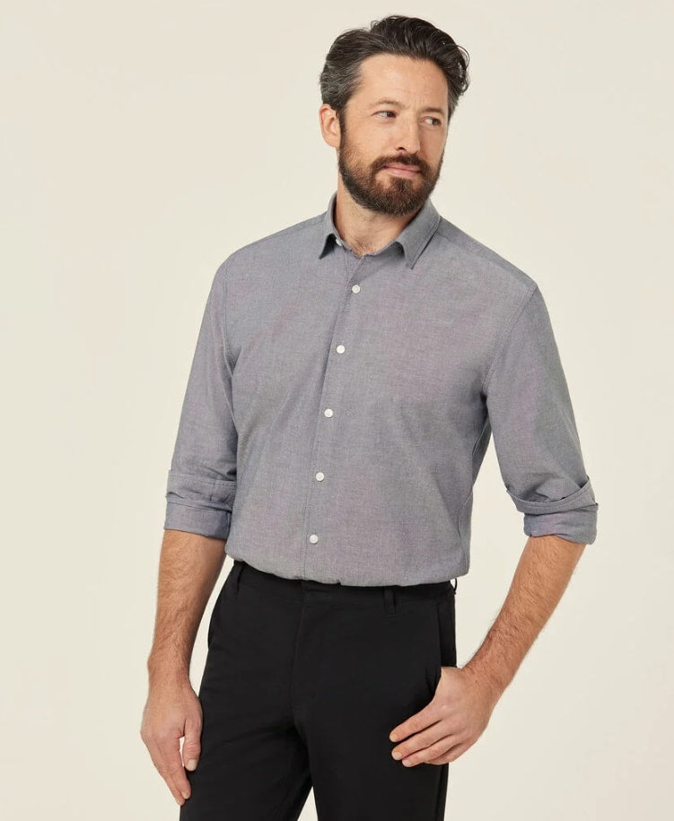 NNT Cotton Chambray Long Sleeve Shirt CATJJU - Charcoal (Size: 43)
