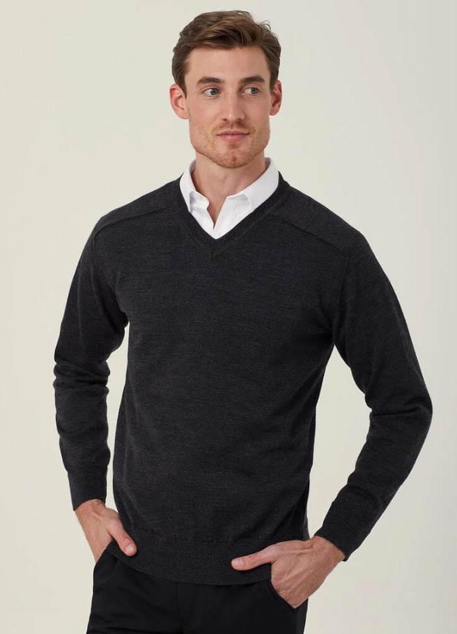 NNT Merino Wool V-Neck Sweater CATE2B - Black - L