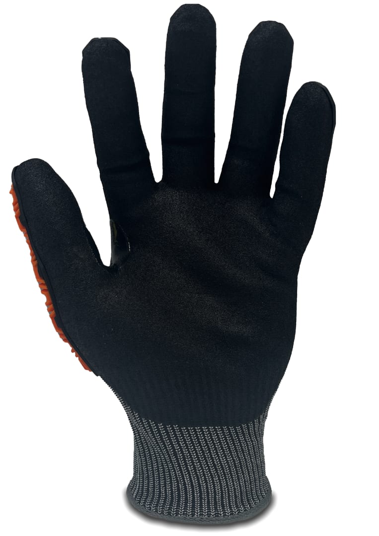 Duty Cut E Impact Nitrile Grip Gloves (Pair) - Orange/Black - 2XL
