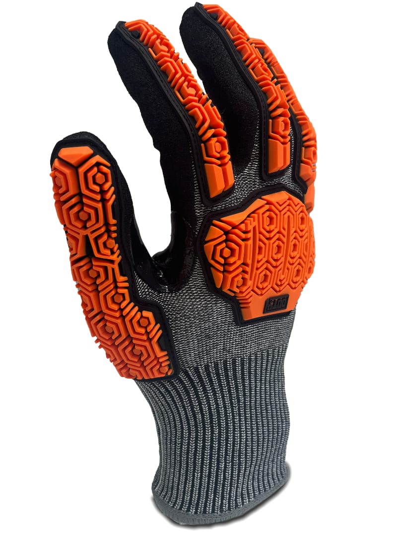 Duty Cut E Impact Nitrile Grip Gloves (Pair) - Orange/Black - L