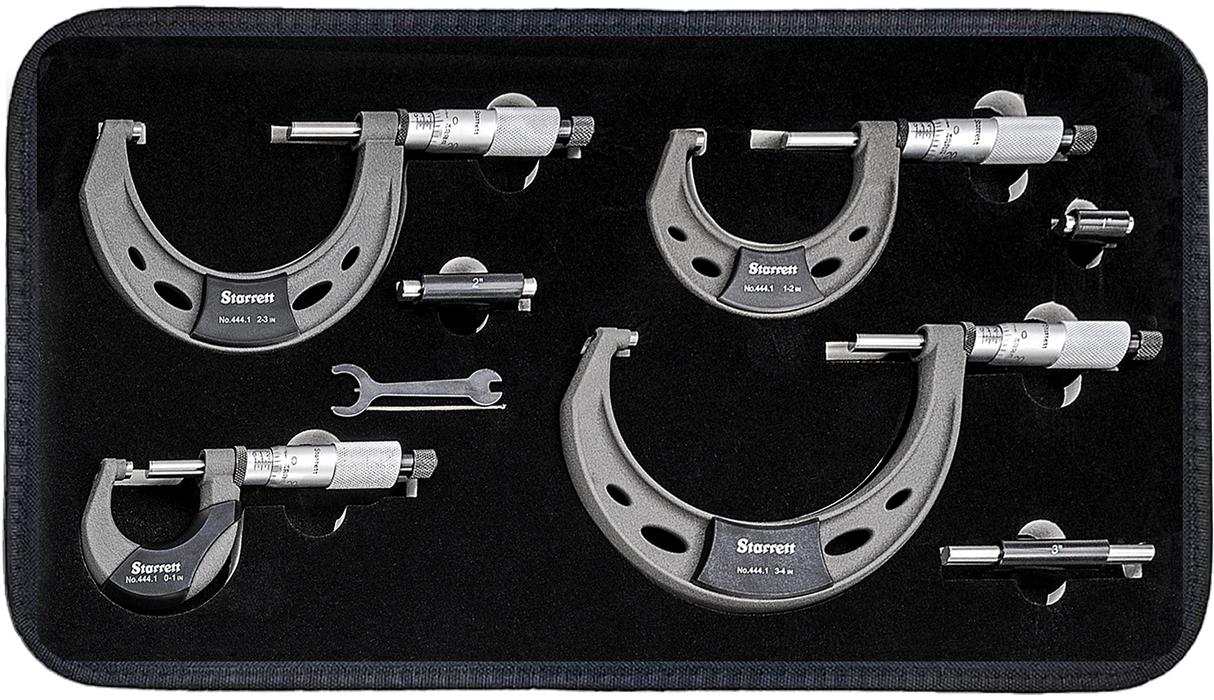 Starrett Micrometer Set 0-100mm 0.01mm Grad EVA