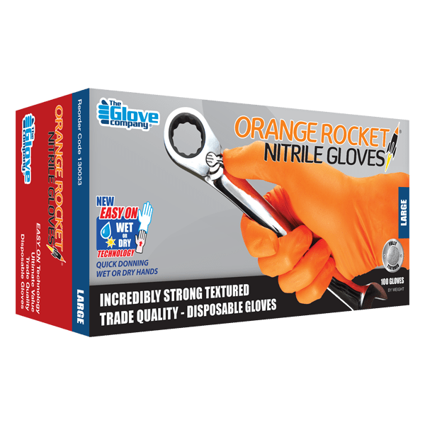 Orange Rocket Nitrile Gloves - Orange - XL