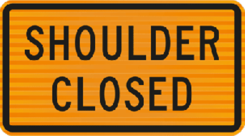Road Works Sign | Shoulder Closed W950mm x H500mm (Single Sided)