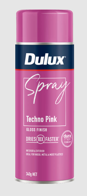 Dulux Gloss Techno Pink Spray Paint 340g Each