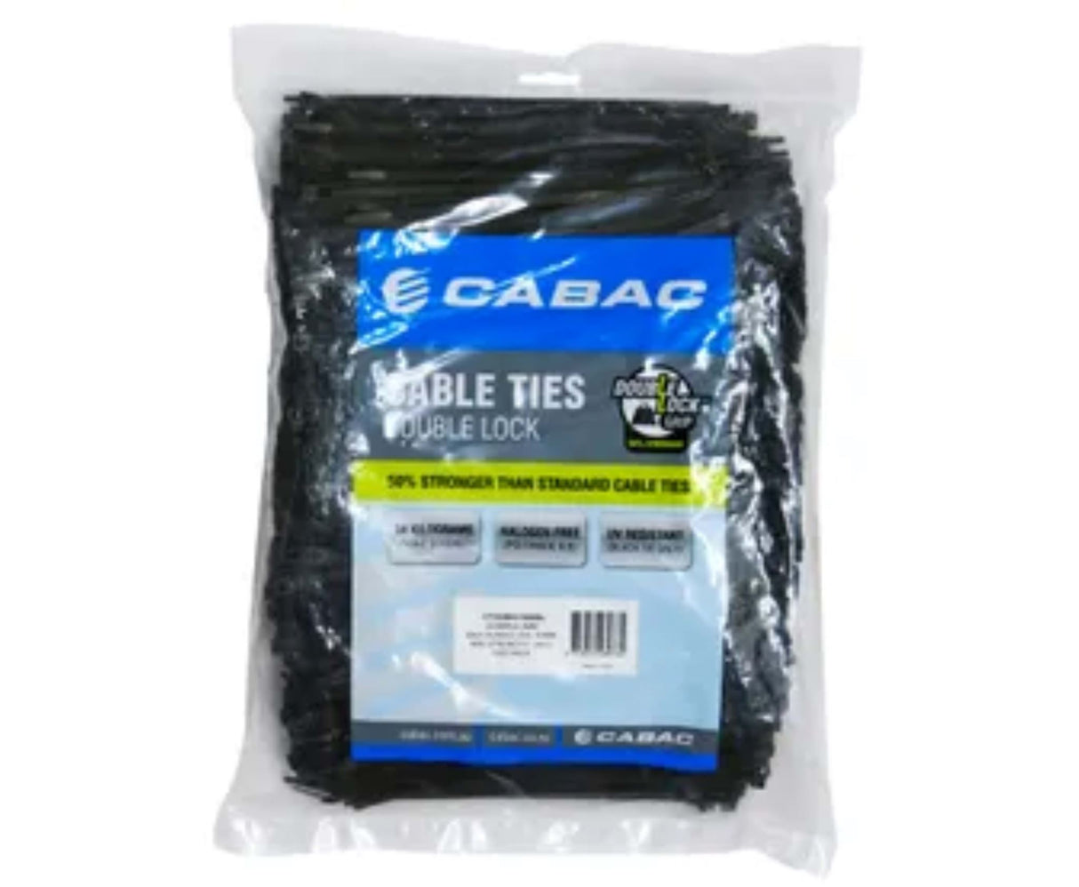 Cabac Nylon 66 Black Double Lock Cable Tie UV 203 x 4.3mm 1000 (Pack)