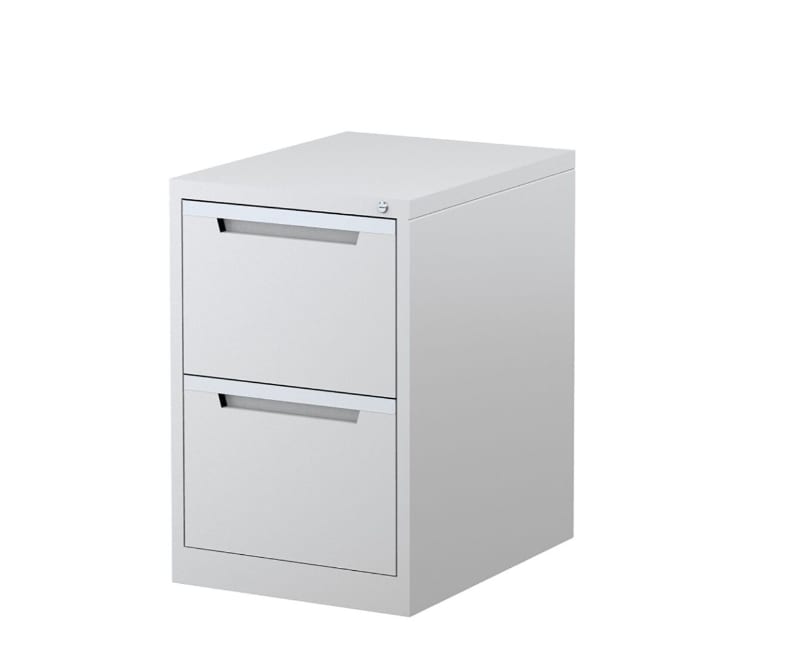 Filing Cabinet 2 Drawer White Satin 470mm Wide - Steelco