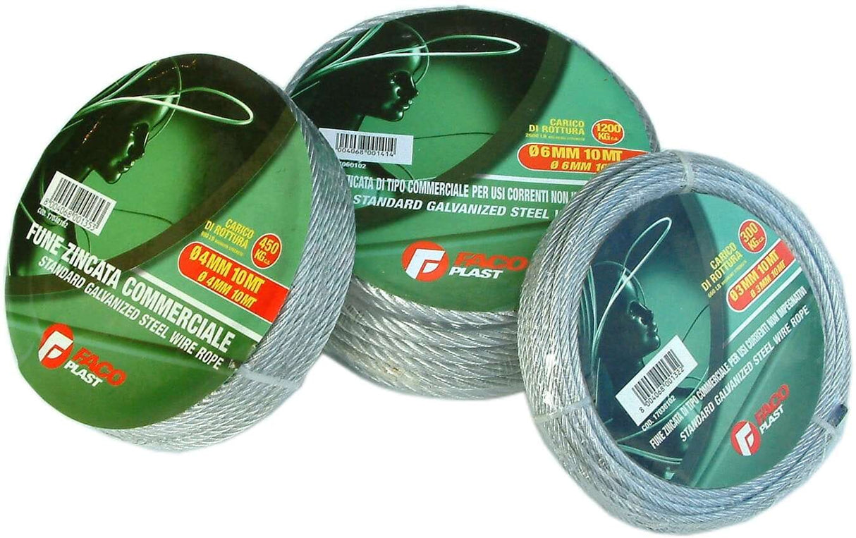 Faco Galvanised Wire Rope BS 10M X 3MM 300KG (Each)