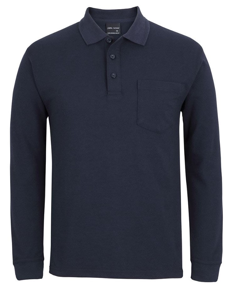 JB's Wear Long Sleeve Pocket Polo, 210PL - Navy - XL