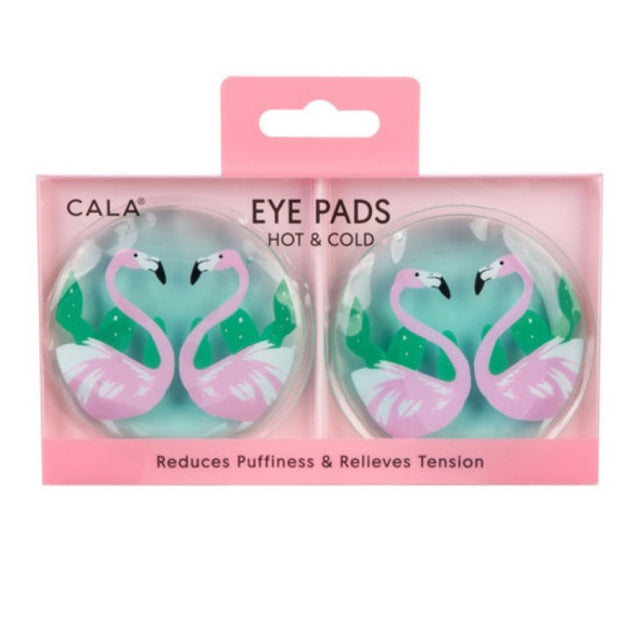 Cala Hot & Cold Eye Pads in vibrant flamingo design, offering soothing relief for tired eyes and reducing puffiness.