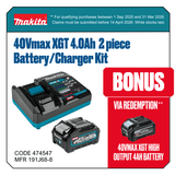 Makita 40Vmax XGT 4.0Ah Battery/Charger Kit 2 piece (Kit)