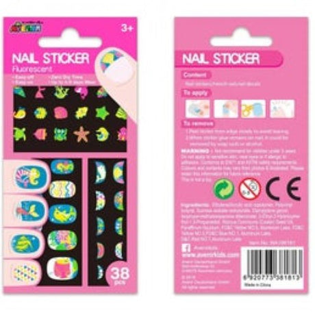 Avenir fluorescent nail stickers with accessories for creative, fun nail art, easy to apply and lasts 3-5 days.