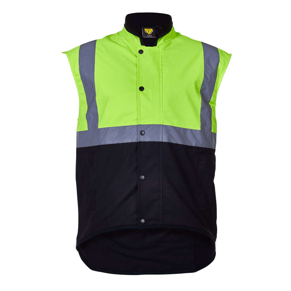 Caution Day/Night Oilskin Vest, PCO1340 (Each) - Flu Yel/Brwn - XL