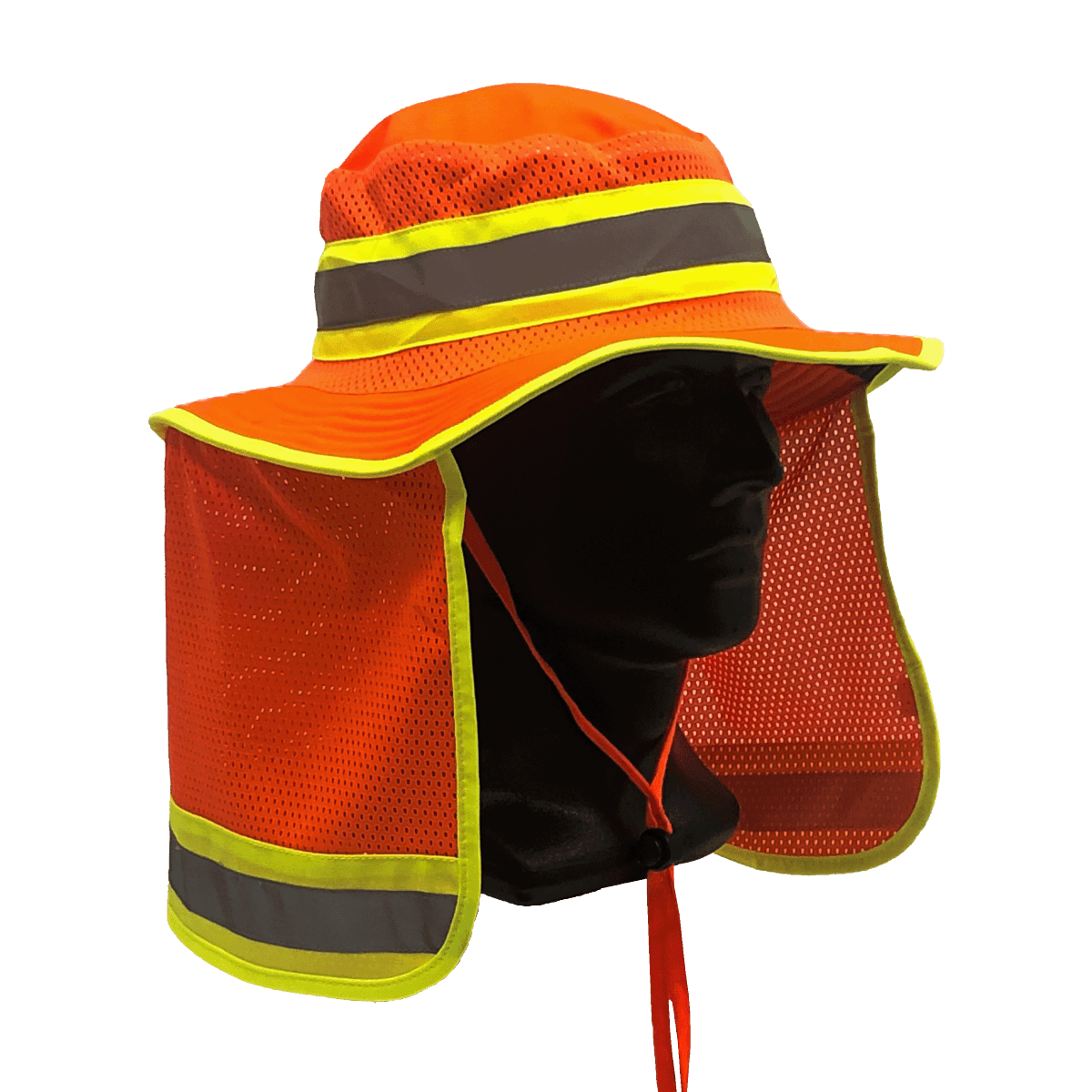Caution HI-VIS Hard Hat Elastic Sun Shield, Orange (Each) - Fluro Orange - L