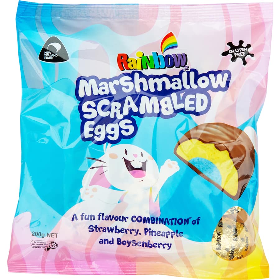 Rainbow Marshmallow Eggs Scrambled Foiled