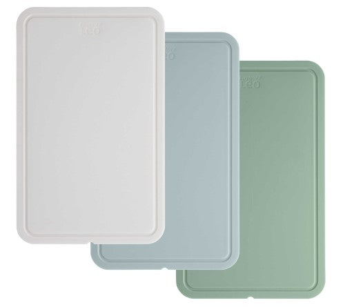 3-piece Berghoff Cutting Board Set in Spirit, Sage, and Slate; durable, lightweight, and hygienic for efficient food prep.