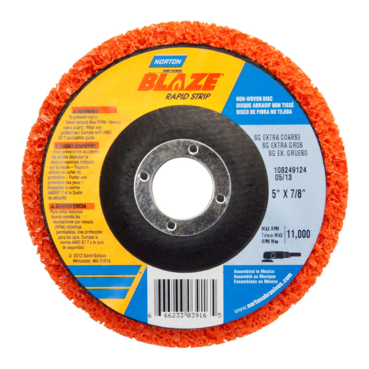 Norton Blaze Rapid Strip Non-Woven Center Disc 125mm (Each)