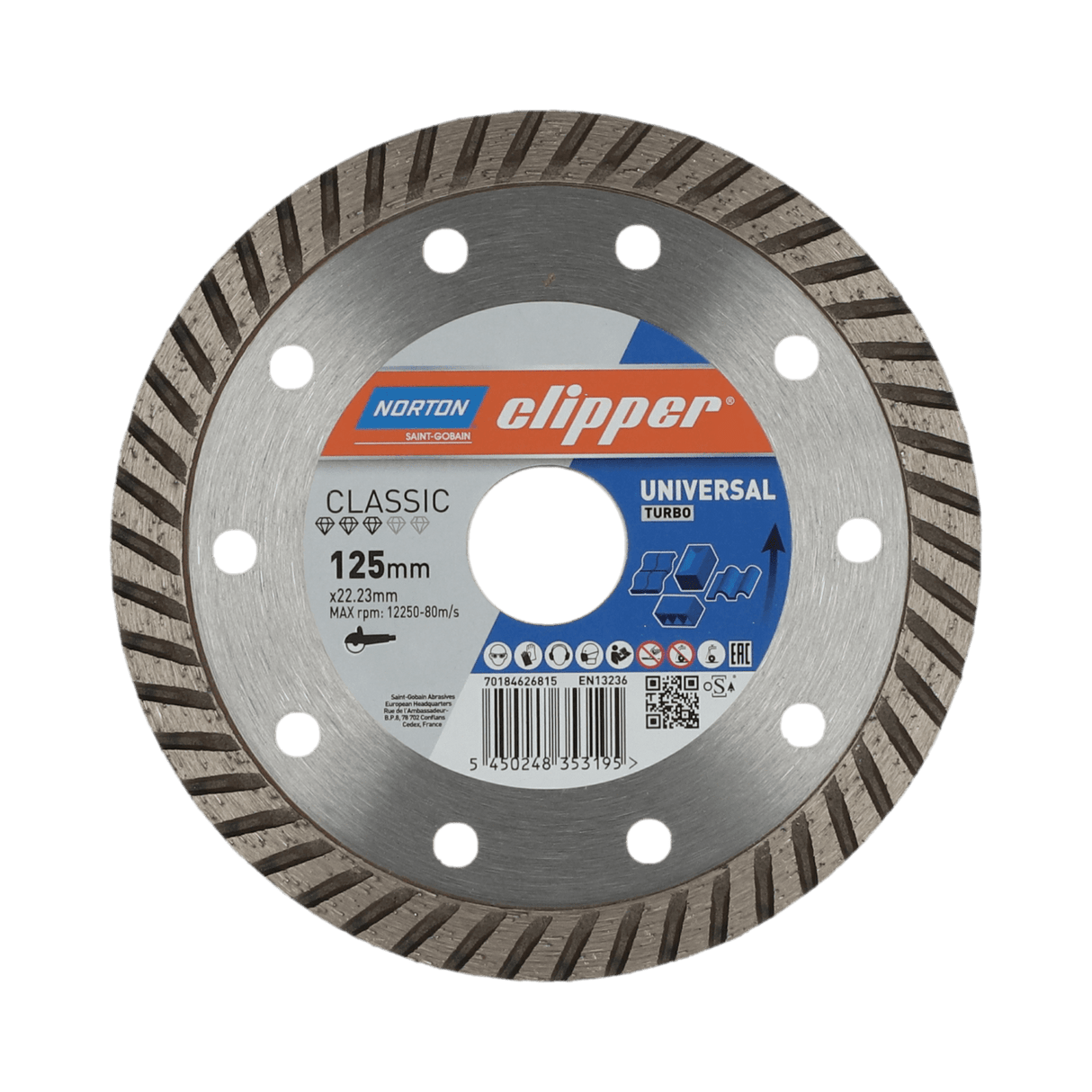 Norton Clipper Universal Turbo Diamond Blades 125x2.2x22.23mm (Each)