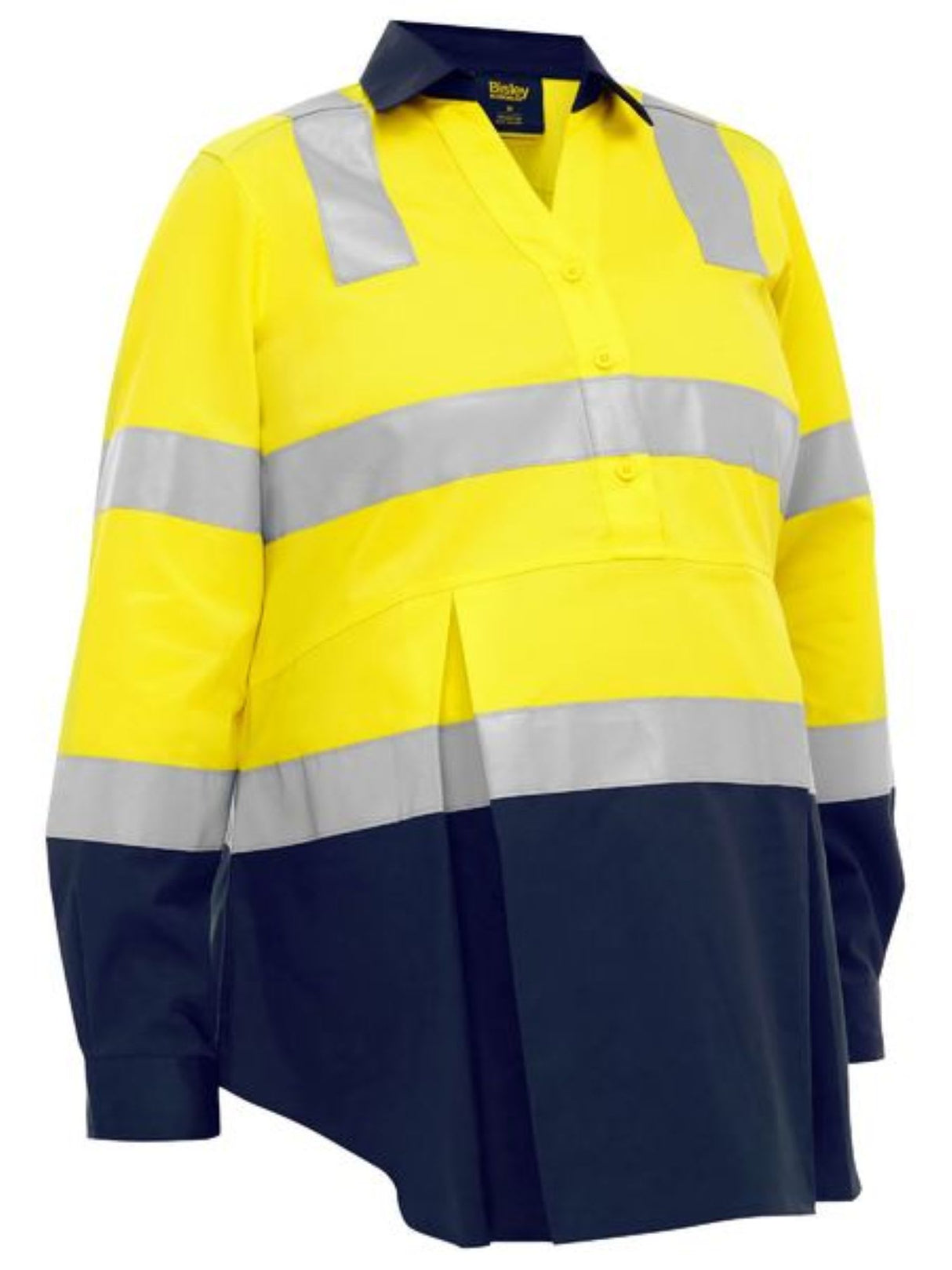 Bisley Taped Closed Maternity Shirt, BLM6660T (Each) - Yellow/Navy - 22