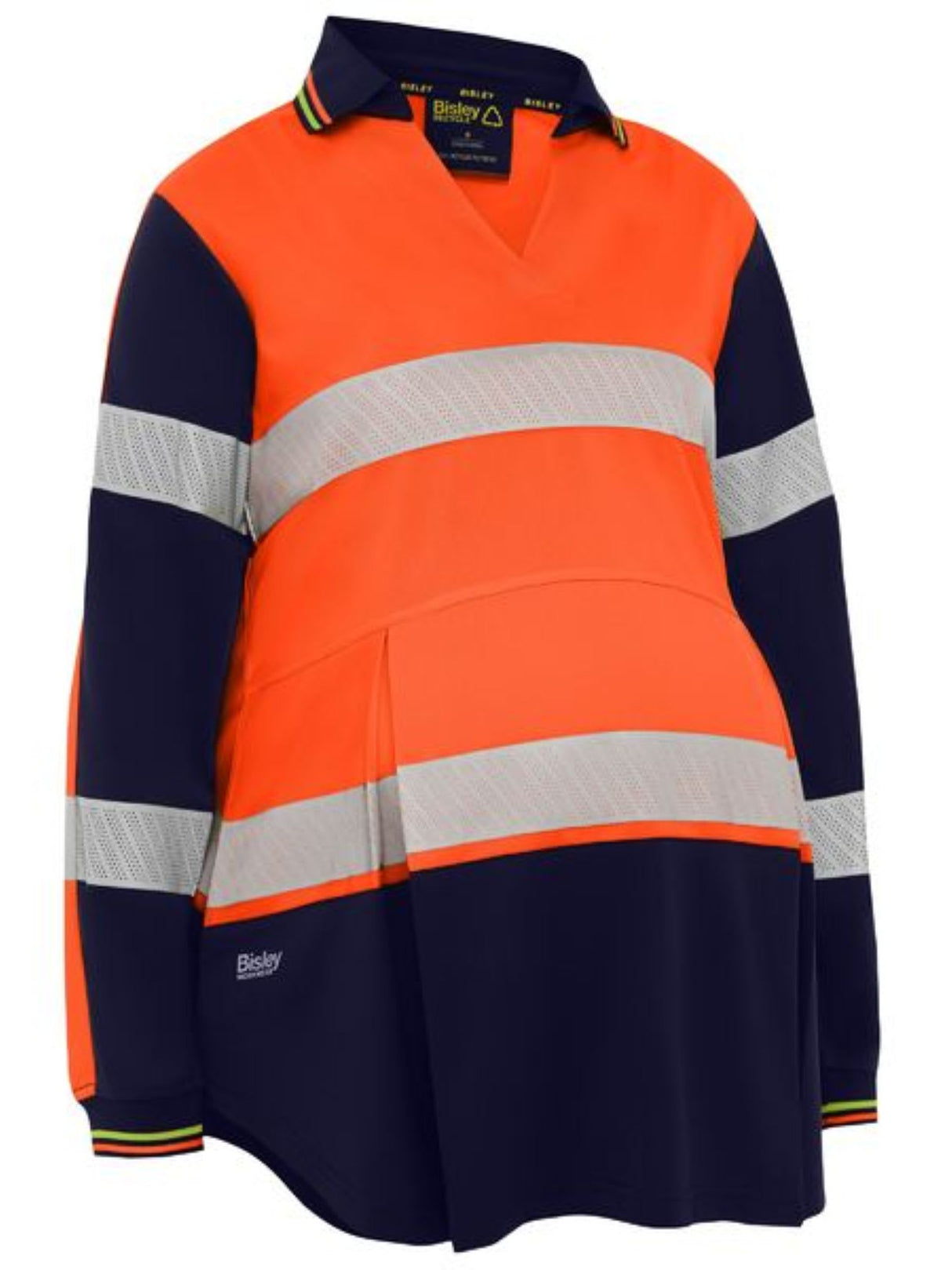 Bisley Women's Taped Maternity Polo, BKLM6225T (Each) - Orange/Navy - 16