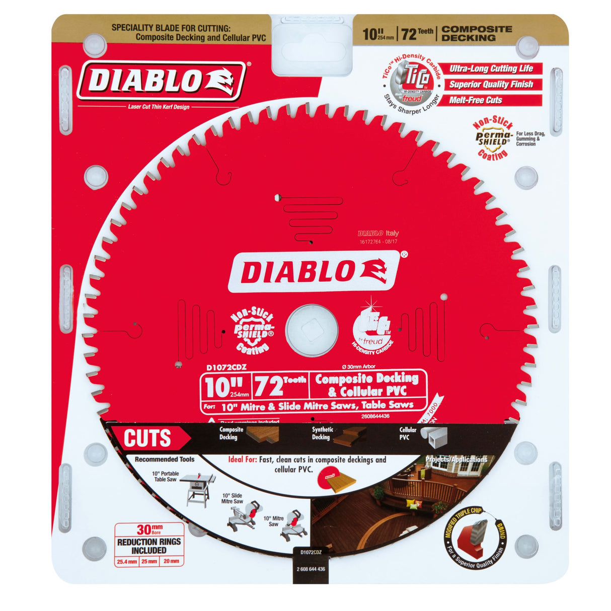 Diablo 72T Composite Decking Saw Blade 10"/254mm (Each)
