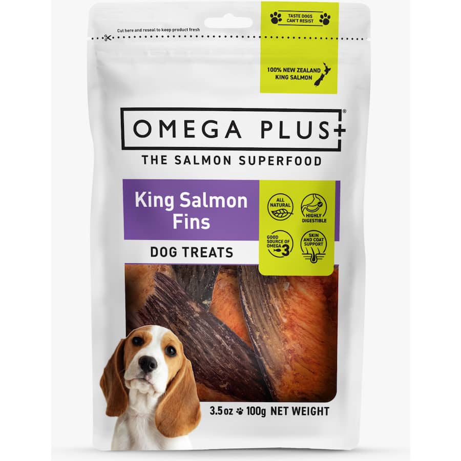 Omega Plus Dog Treats King Salmon Fins Pouch 100g