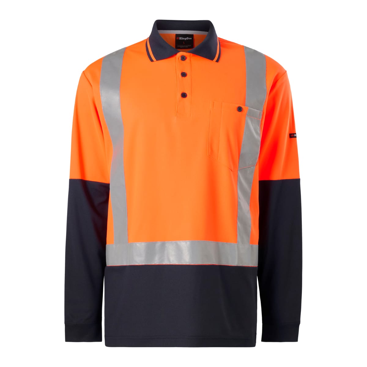 KingGee, Micromesh Polo, K54625 (Each) - Orange/Navy