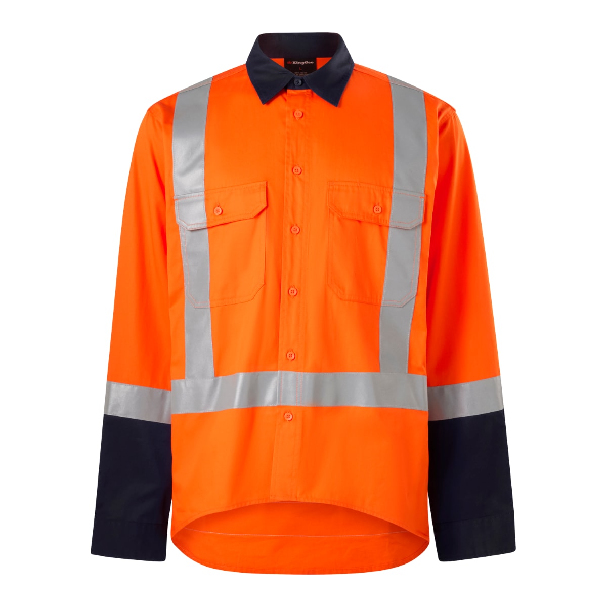 KingGee, X-Back TTMC Shirt, K54939 (Each) - Orange/Navy