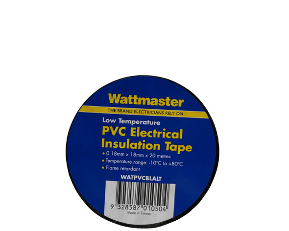 Wattmaster Black PVC Electrical Tape 18mm x 20m