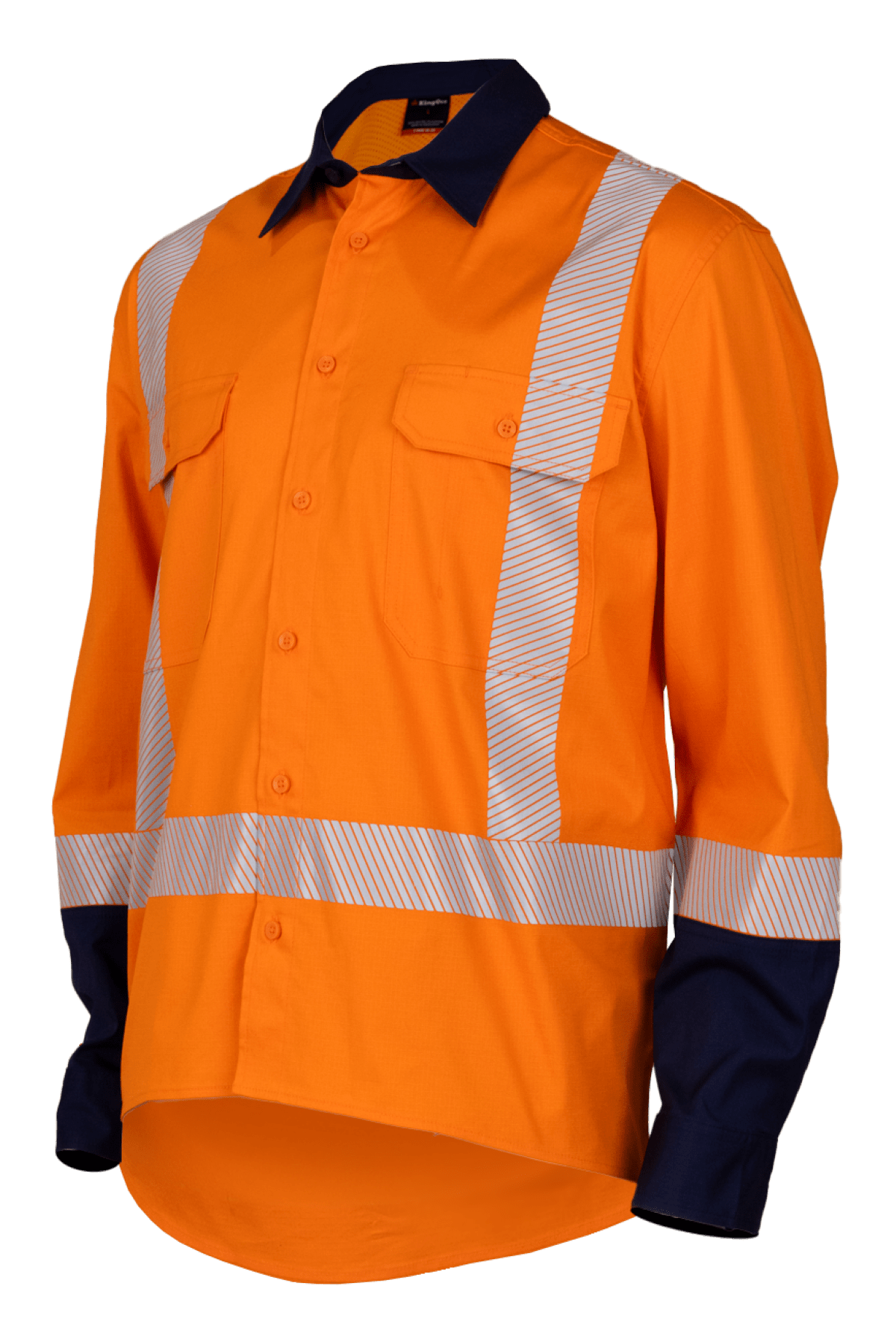 KingGee, X-Back TTMC Ripstop Shirt, K54938 (Pair) - Orange/Navy