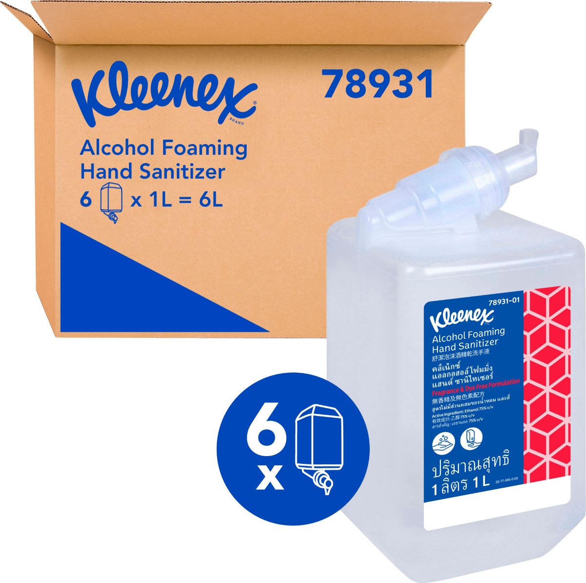 Alcohol Foaming Hand Sanitiser 1 Litre (Carton of 6) - Kleenex
